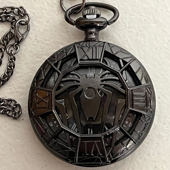 Spiderman Pocket Watch Black Peter Parker Spidey Spider man - Picture 2 of 6